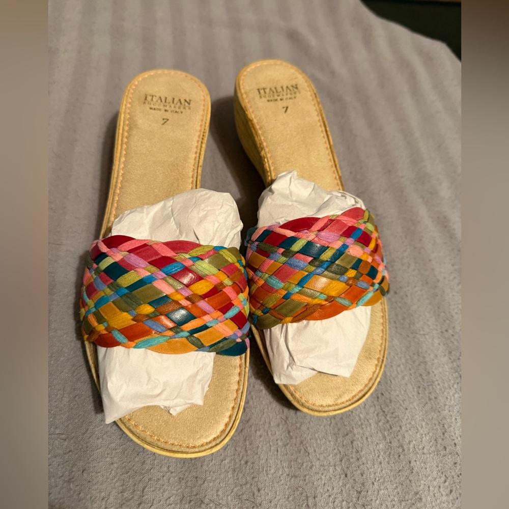 Italian Shoemakers Multicolor Woven Sandals